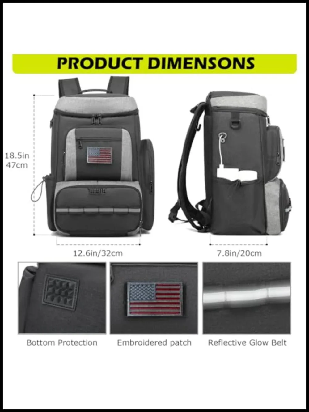 Large Pickleball Backpack with Shoe Compartment and Insulated Cooler Pocket